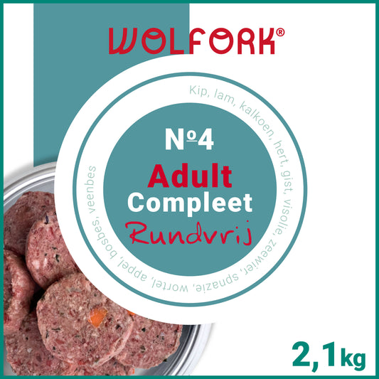 Wolfork Adult Compleet | Rundvrij. 100% natuurlijke rauwe hondenvoeding.