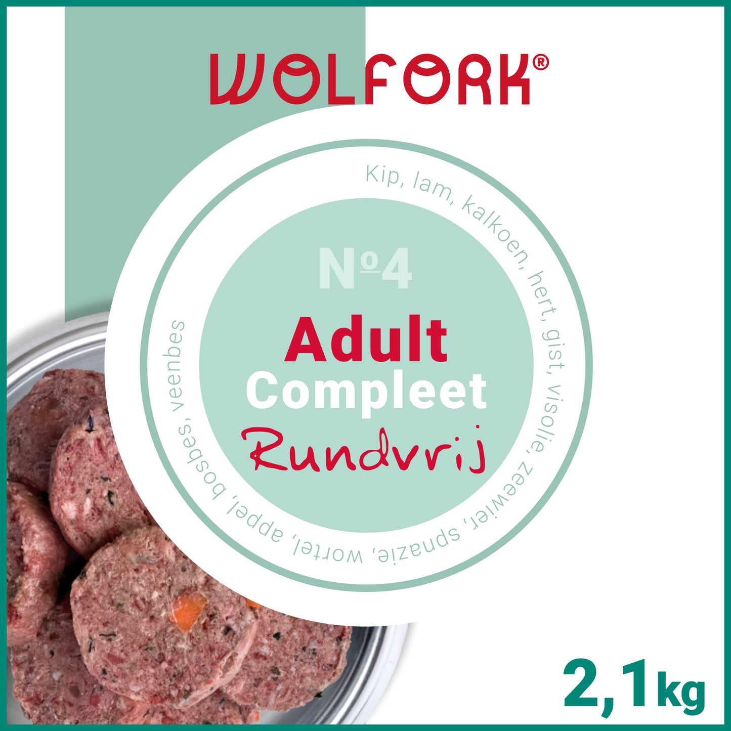 Wolfork Adult Compleet | Rundvrij. 100% natuurlijke rauwe hondenvoeding.