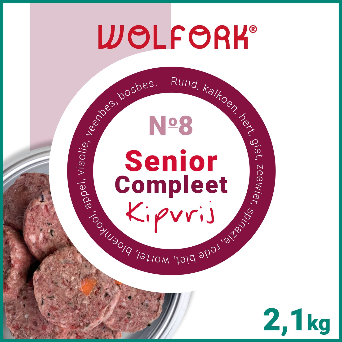 Wolfork Senior Compleet | Kipvrij. 100% natuurlijke rauwe hondenvoeding.