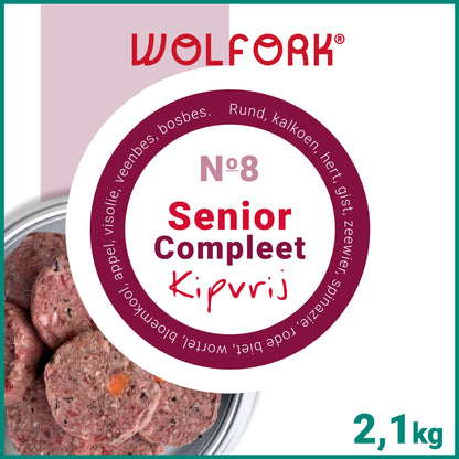 Wolfork Senior Compleet | Kipvrij. 100% natuurlijke rauwe hondenvoeding.